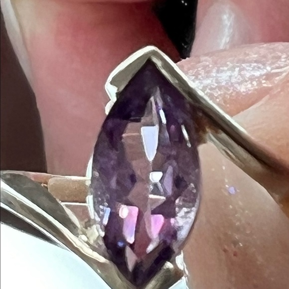 Amethyst 3 Carat Marquise Cut Sterling Silver Ring - Picture 5 of 10